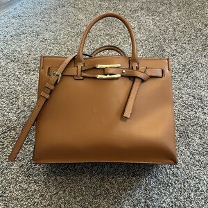 Halston Dora Satchel Man Made Material. Camel Color. Business or Casual